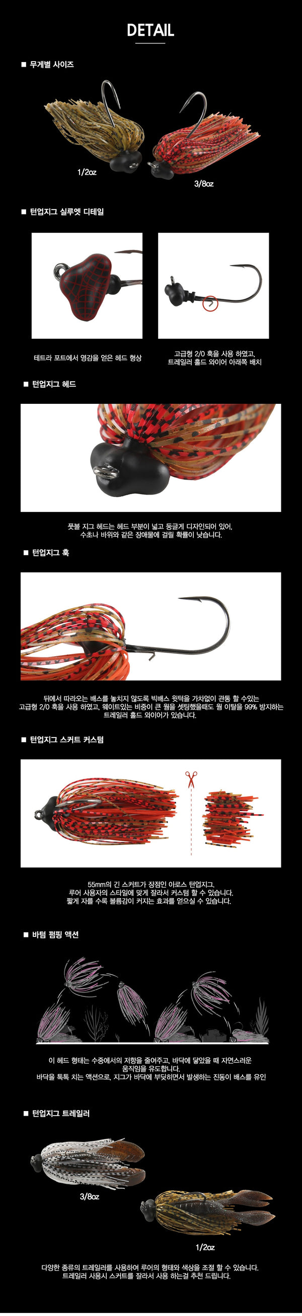 LEURRE AROS TURN UP JIG 1/2 oZ -Green pumpkin