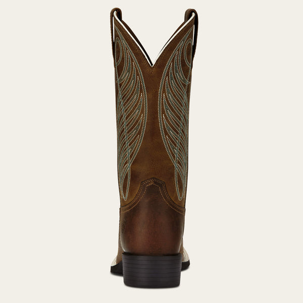 BOTTES WOMENS ARIAT Round Up Wide Square Toe Western Boot - powder brown (C)