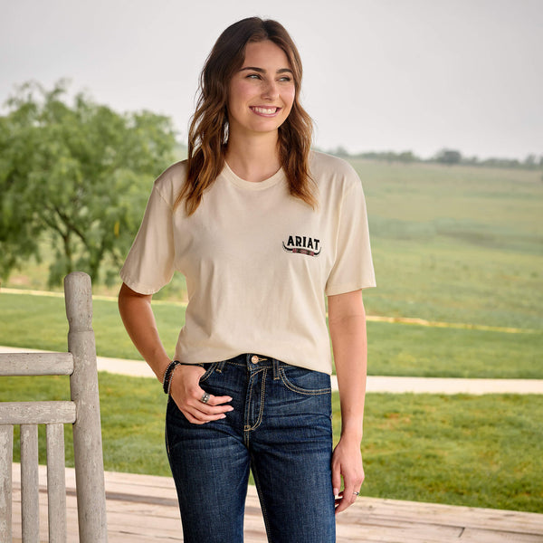T-Shirt femme ARIAT BULL HORNS - natural