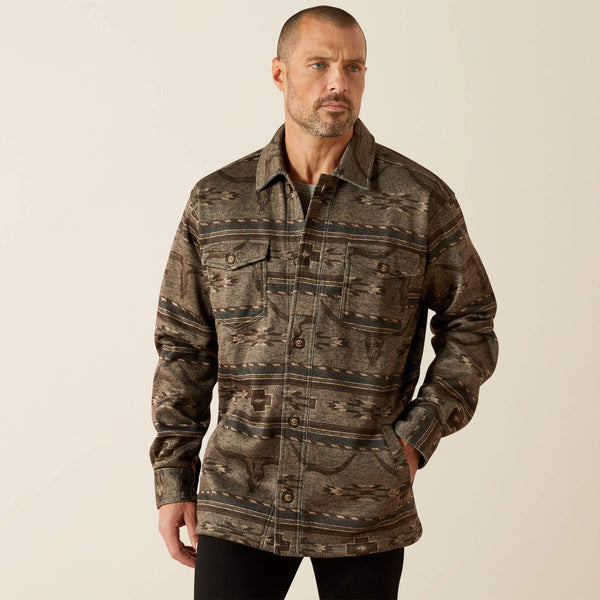 Men's ARIAT Caldwell Printed Shirt Jacket - beige printed