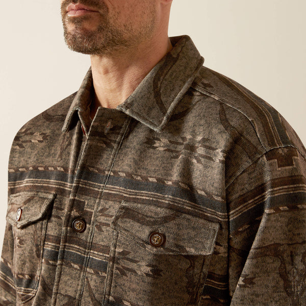 Men's ARIAT Caldwell Printed Shirt Jacket - beige printed