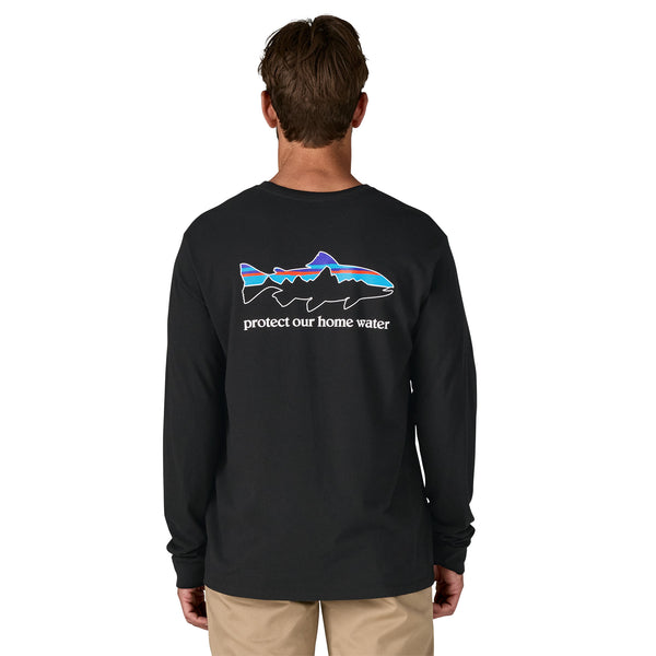 T Shirt PATAGONIA Men's L/S Home Water Trout Responsibili tee (BLK)