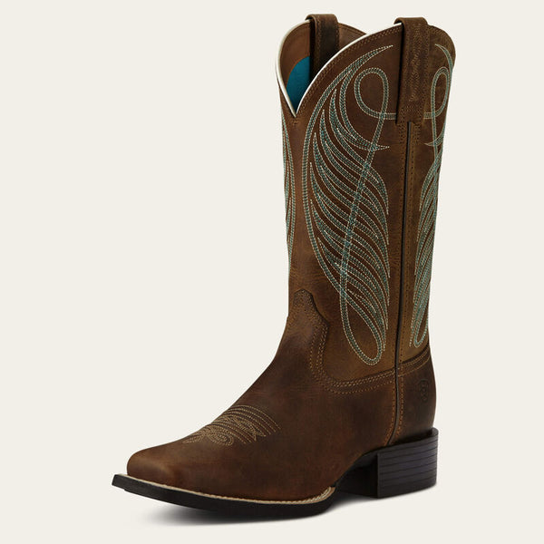 WOMENS ARIATRound Up Wide Square Toe Western Boot