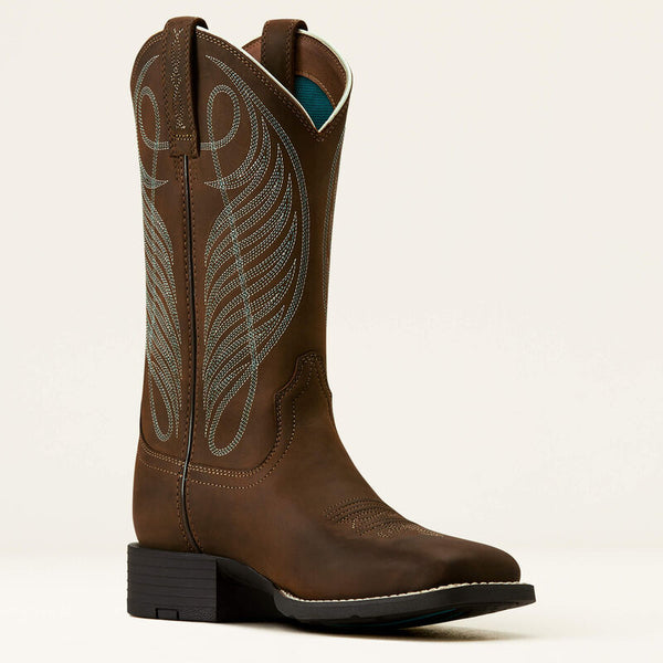WOMENS ARIATRound Up Wide Square Toe Western Boot