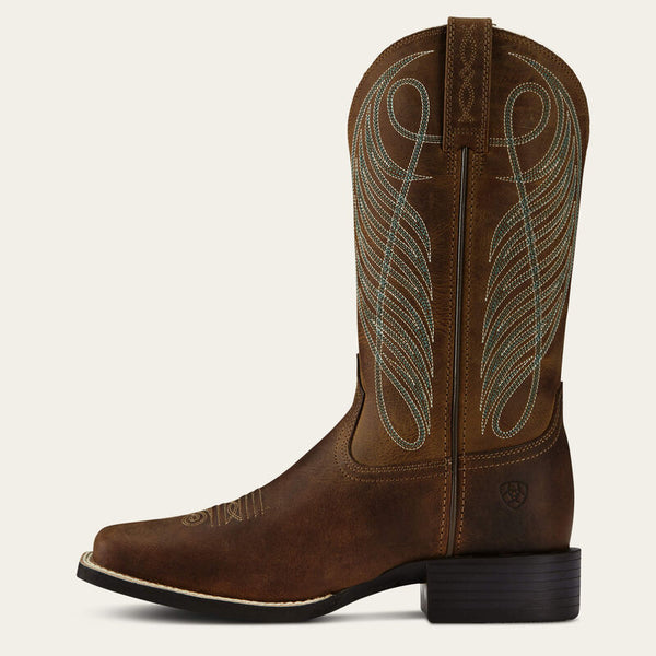 WOMENS ARIATRound Up Wide Square Toe Western Boot