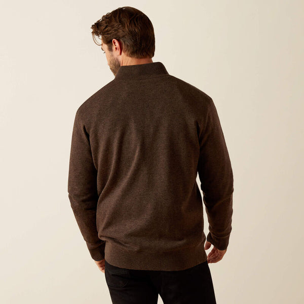 Pull homme ARIAT Bolinas 3/4 Zip Brown Heather