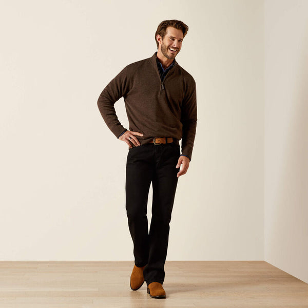 Pull homme ARIAT Bolinas 3/4 Zip Brown Heather