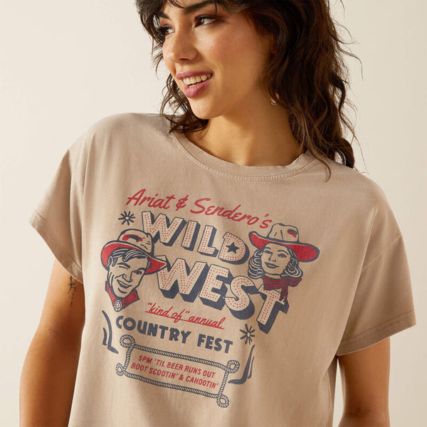 T-Shirt femme ARIAT Wild West Country Savannah Tan Mineral Washo