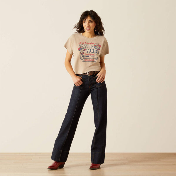 T-Shirt femme ARIAT Wild West Country Savannah Tan Mineral Washo