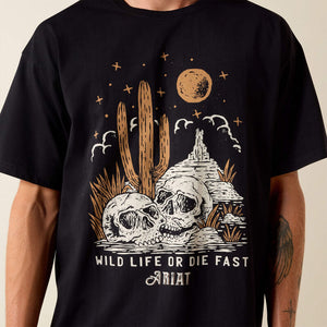 T-Shirt western homme ARIAT Wild Life Boxy - Washed black