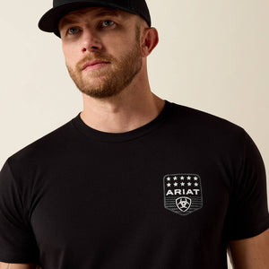 T-Shirt western homme ARIATStripe Patriotic Badge - Black