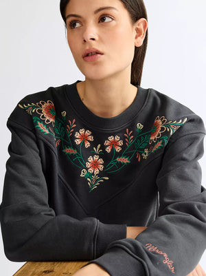 sweat femme WRANGLER EMBROIDERED Faded Black