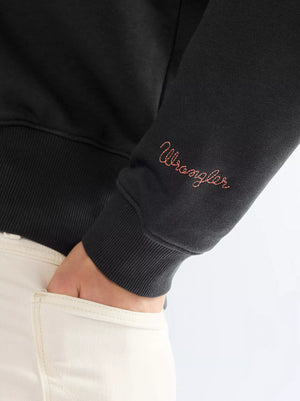 sweat femme WRANGLER EMBROIDERED Faded Black