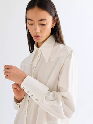 Chemise femme WRANGLER DRAMA COLLAR Worn White