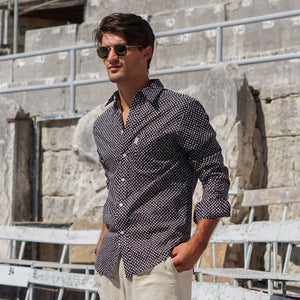 Chemise manches longues homme LES INDIENNES DE NIMES Tradition Pois - Noir
