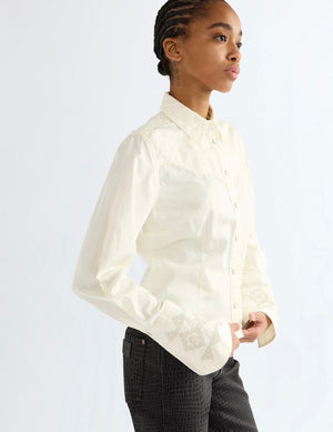 CHEMISE FEMME WRANGLER BELL WESTERN SLIM - EGRET