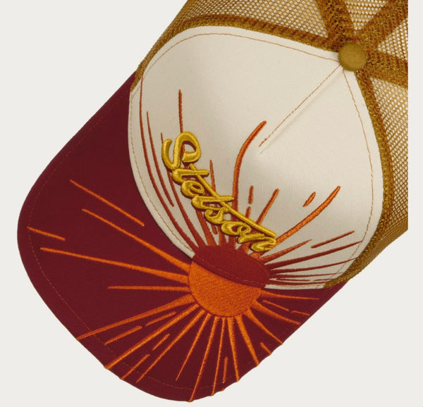 CASQUETTE STETSON TRUCKER RISING SUN - rouge