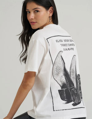 T-shirt femme WRANGLER Click Your Boots - Winter White
