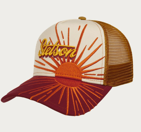 CASQUETTE STETSON TRUCKER RISING SUN - rouge