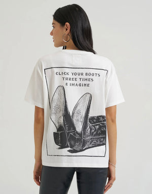 T-shirt femme WRANGLER Click Your Boots - Winter White