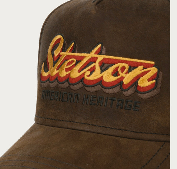 CASQUETTE STETSON TRUCKER OILY GOAT SUEDE - marron