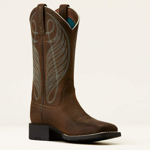 BOTTES WOMENS ARIAT Round Up Wide Square Toe Western Boot - powder brown (C)