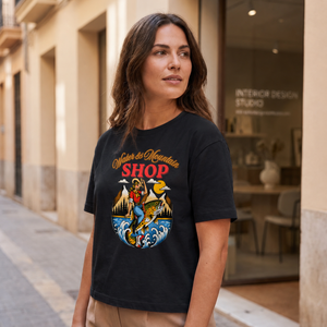 t-shirt FEMME WATER AND MOUNTAIN OVERSIZE - black
