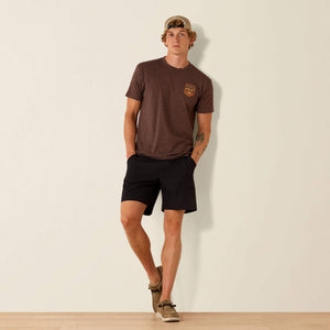 T-Shirt western homme ARIAT Stripe Patriot Badge - Brown Heather