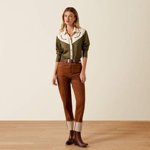 CHEMISE femme ARIAT Bellamy Snap Shirt - IVY GREEN|PARCHMENT