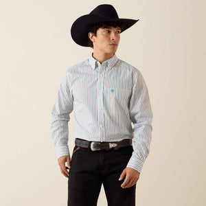 CHEMISE HOMME ARIAT Crow Fitted Shirt - WHITE LONGHORN STRIPE
