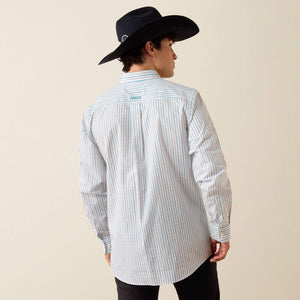 CHEMISE HOMME ARIAT Crow Fitted Shirt - WHITE LONGHORN STRIPE