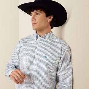 CHEMISE HOMME ARIAT Crow Fitted Shirt - WHITE LONGHORN STRIPE