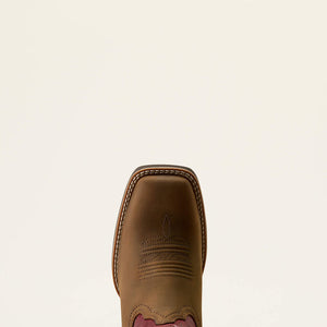 BOTTES WESTERN FEMME ARIAT Hybrid Ranchwork Wide Square Toe  - BACKWOODS BROWN|BERRY SPICE
