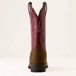 BOTTES WESTERN FEMME ARIAT Hybrid Ranchwork Wide Square Toe  - BACKWOODS BROWN|BERRY SPICE