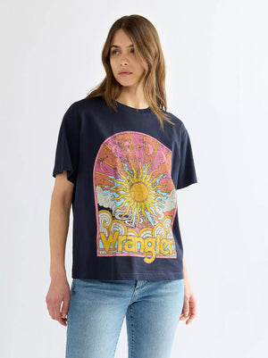 T-SHIRT FEMME WRANGLER RELAXED GIRLFRIEND  - DARK SAPHIR