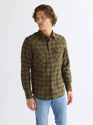 Chemise homme WRANGLER REGULAR WESTERN SHIRT - OLIVE NIGHT