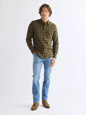 Chemise homme WRANGLER REGULAR WESTERN SHIRT - OLIVE NIGHT