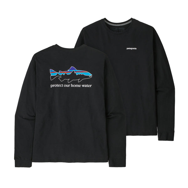 T Shirt PATAGONIA Men's L/S Home Water Trout Responsibili tee (BLK)